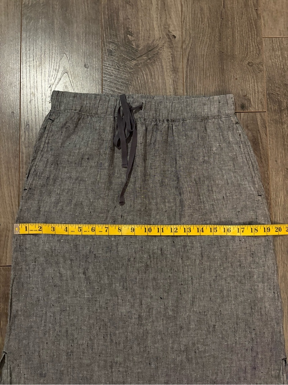 Max Studio linen maxi skirt side slits pockets drawstring waist - Picture 12 of 16